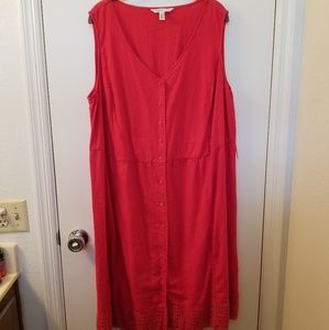 Croft&Barrow NWOT 20 Red Dress Embroidered